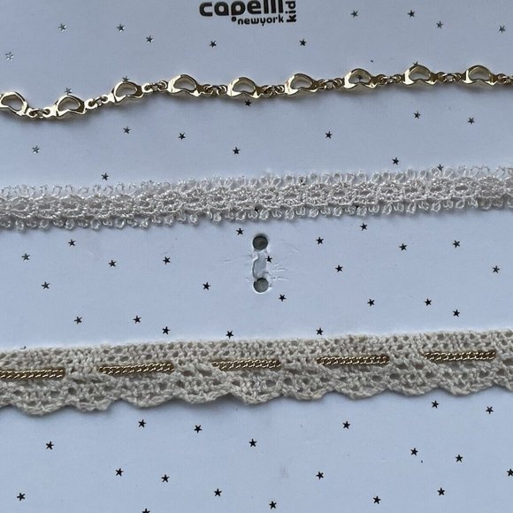 Capelli Kids Choker Necklace White Lace Gold Tone Chain Necklace Fashion Jewelry - Picture 5 of 11